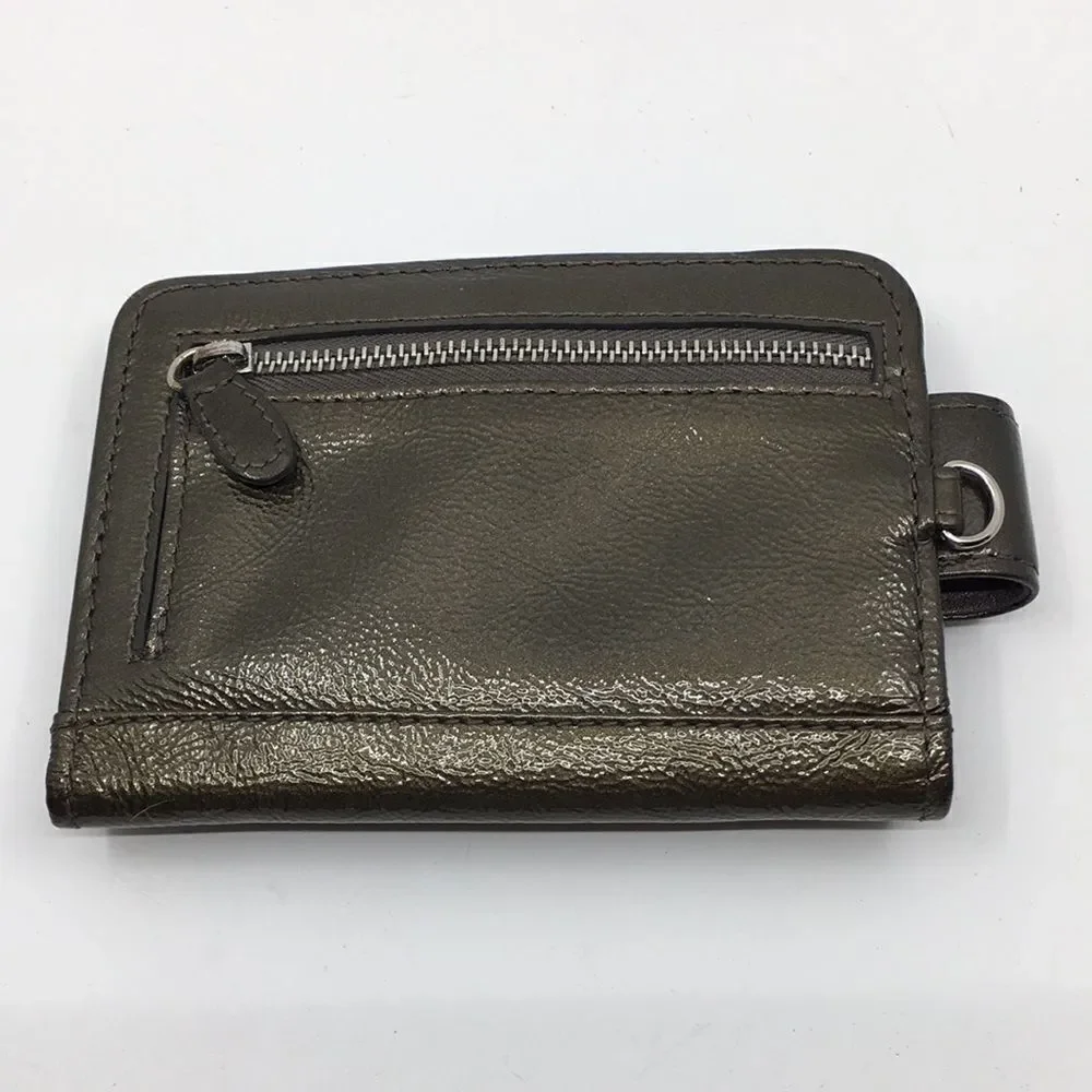 Brighton Metallic Olive Green Patent Leather Phone Wallet Card Case